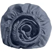 Yumeko Spannbettlaken Baumwollsatin 90x210 Blau - Eco, Bio & Fairtrade