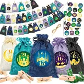 Famanu Ramadan Adventskalender Set - 30 Stoffbeutel mit Aufklebern und Zubehör