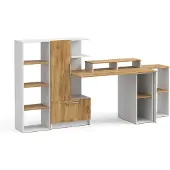 Vicco Schreibtisch Tomy, Weiss/Goldkraft Eiche, 150 x 59 cm 5er Set