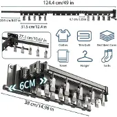 Famanu Wandtrockner mit 20 Clips - 124 cm, ausziehbar, Aluminium, platzsparend, klappbar