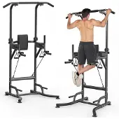 Hamlody HomeFitnessCode Kraftstationen, Multifunktional Höhenverstellbare Dip-Station, Klimmzugstange bis zu 150 kg