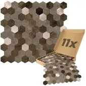 Dalsys Selbstklebende Fliesen 0,88m2 11 Stück Hexagon Braun Mix Gold