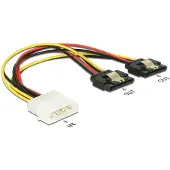 DeLOCK 85237, 0,2 m, Molex (4-pin), 2 x SATA 15-Pin, Männlich, Weiblich, Gerade