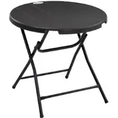 STILVORA Klapptisch Outdoor Stahl/HDPE dunkelgrau Ø80x73 cm, Holzoptik