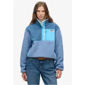 Superdry für Damen. W5012073A Blauer Colour-Block-Fleece-Pullover (S), Lässig, Recyceltes Polyester