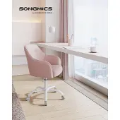 Songmics Schreibtischstuhl, höhenverstellbar, Baumwoll-Leinen-Mischgewebe, rosa