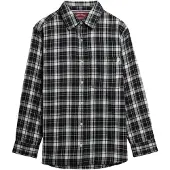 Superdry für Damen. W4010500A Schwarzes Boyfriend-Hemd aus kariertem Flanell (XS), Lässig, Baumwolle, Langarm