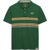Superdry für Herren. M1110464A Vintage Stripe grünes Poloshirt (L), Lässig, Baumwolle, Kurzarm