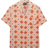 Superdry für Damen. W4010586A Bedrucktes Strandhemd orange (L), Lässig, Baumwolle, Kurzarm
