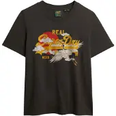Superdry für Damen. W1011627A Locker geschnittenes T-Shirt mit Logo Vintage Tokyo schwarz (M), Lässig, Baumwolle, Kurzarm