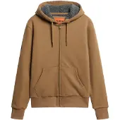 Superdry für Herren. M2013749A Hoodie mit Kapuze mit Reißverschluss und braunem Fleecefutter (L), Lässig, Baumwolle, Nachhaltig