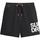 Superdry für Herren. M3010247A 43,2 cm Badeanzug mit Logo Sportswear schwarz (S), Strandbekleidung, Recyceltes Polyester, Nachhaltig