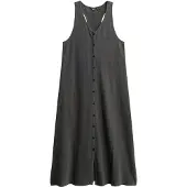 Superdry für Damen. W8011640A Schwarzes gestricktes Midi-Strandkleid (L), Lässig, Baumwolle, Ärmellos / Hosenträger