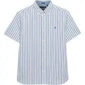Superdry für Herren. M4011101A Gestreiftes Preppy-Oxfordhemd mit kurzen Ärmeln, weiß (XL), Lässig, Baumwolle, Kurzarm