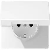 JUNG SCHUKO Steckdose, 16 A 250 V , Schraubklemmen, ohne Krallen, Klappdeckel, Duroplast lackiert, Serie LS, schneeweiß matt LS1521KLWWM