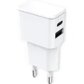 Fontastic Universal Netzteil Dubi, 1x USB-A + 1x Typ-C, 12W 5V / 2.4A, kompaktes Design, weiß