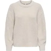 ONLY Strickpullover "ONLMILOUZ LS RIB PULLOVER KNT NOOS", Damen, Gr. S, beige (moonbeam), Strick, Obermaterial: 100% Polyacryl, unifarben, hüftlang, Rundhals, Pullover Strickpullover