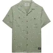 Superdry für Herren. M4011130A Bedrucktes grünes Hemd (L), Lässig, Baumwolle, Kurzarm