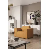Fun-Möbel Sessel Designersessel WALDO in Stoff Poso Senfgelb