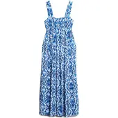 Superdry für Damen. W8011623A Blaues Kleid mit geknoteten Trägern auf dem Rücken (S), Lässig, Viskose, Ärmellos / Hosenträger