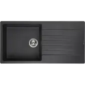Reginox Granit-Spülbecken mit Abtropffläche, Becken links, Breda 30 Black Silvery 46x44 cm R31254