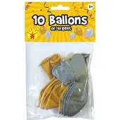 Rubies Beutel Mit 10 Ballons Aus Gold Und Silber