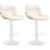CLP 2er Set Barhocker Vonore Kunstleder weiß creme