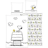 Peanuts Bettwäsche Schwarz/Weiß Deckenbezug 135x200 cm Kissenbezug 80x80 cm Baumwolle