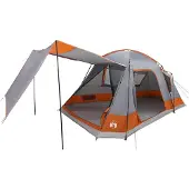 vidaXL Hütten-Zelt 8 Personen Grau und Orange Polyester und Stahl