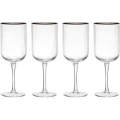 MIKASA Sorrento Glas Weingläser White mit Goldrand und breiter Form, 375ml, Set of 4 feine klare bleifreie Kristallgläser, elegantes Design für Feiern