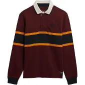 Superdry für Herren. M6010909A PoloVintage Athletic Stripe Rugby kastanienbraun (M), Lässig, Baumwolle, Langarm