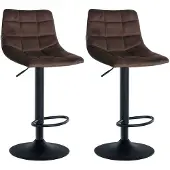 CLP 2er Set Barhocker Jerry Samt schwarz braun
