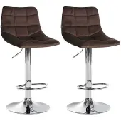 CLP 2er Set Barhocker Jerry Samt chrom braun