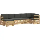 vidaXL Outdoor-Sofagarnitur 7 pcs Weiß und Anthrazit