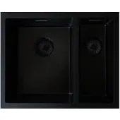 Caressi CAQPP3415R10BK-FL Spüle, Flächenbündig. Große Spüle, links. Schwarz.