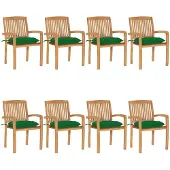 vidaXL Möbel Stapelbare Gartenstühle mit Kissen 8 Stk. Massivholz Teak 2023
