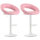 CLP 2er Set Barhocker Olinda Kunstleder weiß pink