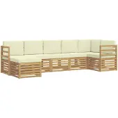 vidaXL Outdoor-Sofagarnitur 7 pcs Weiß und Creme