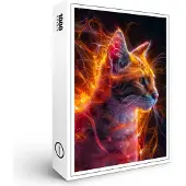 Raxxa Premium-Puzzle "Reddish Neon Wildcat Cosmic Light", 1000 Teile
