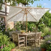Sekey Rechteckschirm 300x200cm Holzoptik Eckiger Sonnenschirm für Garten Terrasse Hof
