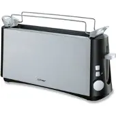 Cloer 3810 Langschlitz-Toaster, Kunststoffgehäuse, Stoppfunktion, Bräunungskontrolle, Brötchenrost, Cool Wall