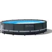 Intex , Frame Swimming Pool Set "Ultra Rondo XTR", anthrazit, Ø 488 x 122 cm, inkl. Sandfilteranlage