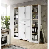 Innostyle Büroschrank Bürowand Set JASMIN 3-teilig Pinie weiß Nachbildung