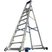 Krause STABILO Stufen-StehLeiter, fahrbar mit Traverse, 8 Stufen, 127327