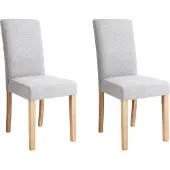 Beliani Esszimmerstuhl 2er Set Grau Polsterbezug Holzbeine Modern
