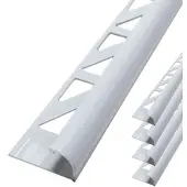 Dalsys Fliesenschiene Viertelkreis 5x 2,5m x 10mm Aluminium Weiß