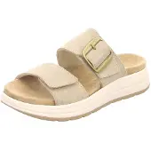 Rohde Damen Pantoletten Beige mit bequemem Fußbett und Schnallenverschluss