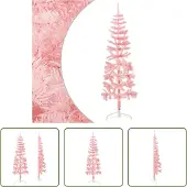 The Living Store Künstlicher Halb-Weihnachtsbaum mit Ständer Schlank Rosa 180 cm