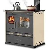 Prometey LTD Holzherd ECO LUX INOX Mit Edelstahlbackfach Creme Rechte Version
