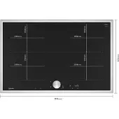 NEFF T68STY4L0, Schwarz, Edelstahl, Integriert, 80 cm, Zonen-Induktionskochfeld, Glaskeramik, 4 Zone(n)
